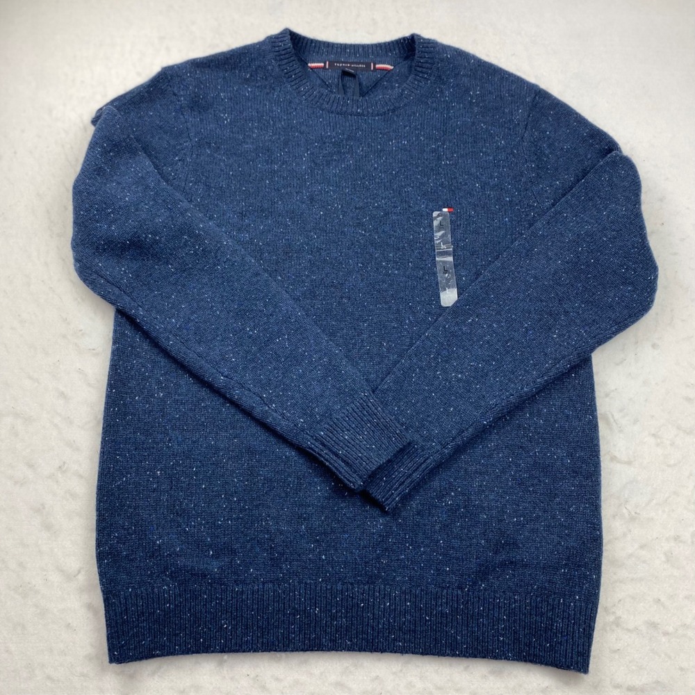 NWT Tommy Hilfiger Donegal Wool Blend Crewneck Sweater Navy Mens Large Preppy